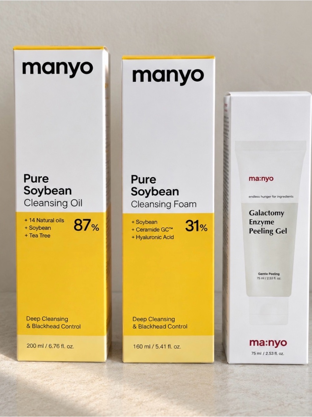 manyo Korean Skincare 3-Piece Set Brand New | Pure Soybean Cleansing Oil + Foam